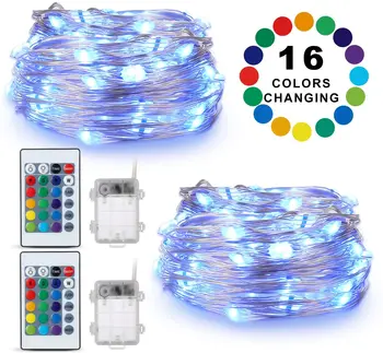 

Battery 5M Remote Control Outdoor Waterproof Christmas Lights LED String RGB 16 Color Wedding Party Christmas Decor Lights