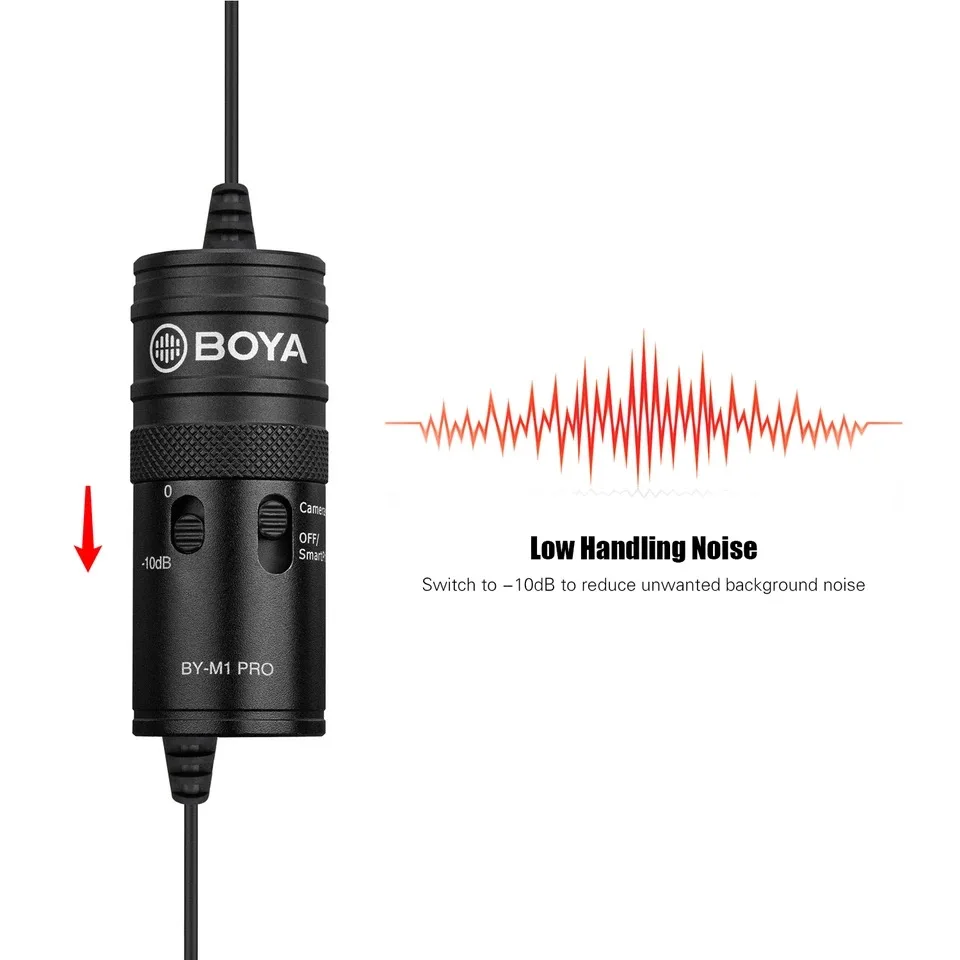 BOYA BY-M1 Pro петличный микрофон-10 дБ переключатель для iPhone Android смартфон Canon Nikon DSLR камера аудио рекордер ПК микрофон