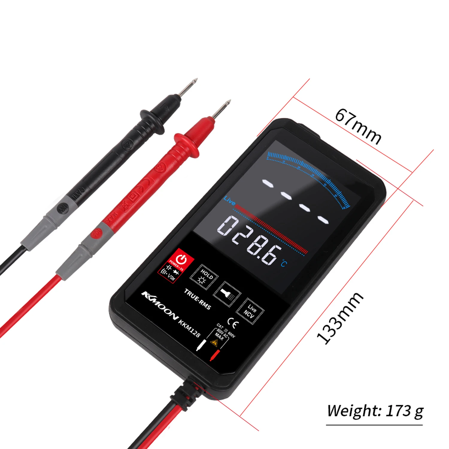 Сверхтонкий мультиметр KKmoon KKM128 сенсорный цветной экран 4 7 дюйма измеритель