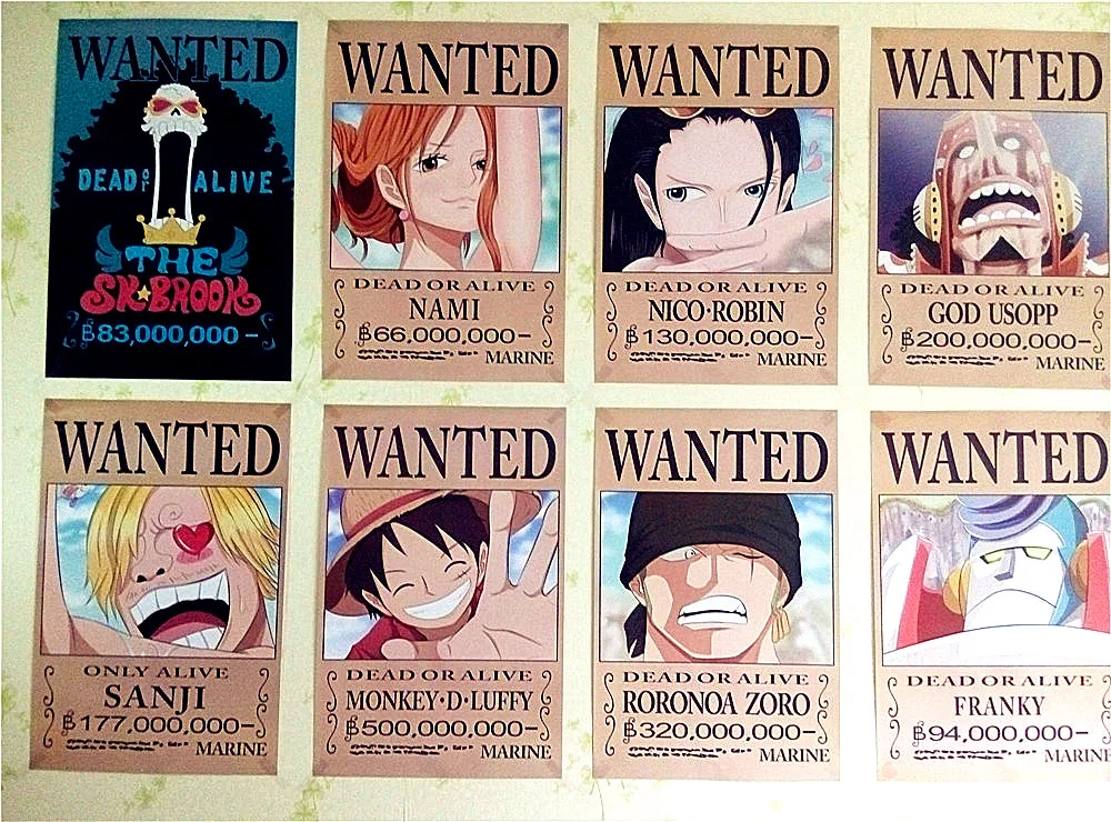 8 42x29cm New One Piece Wanted Posters Anime Posters Wall Stickers Wall Stickers Aliexpress