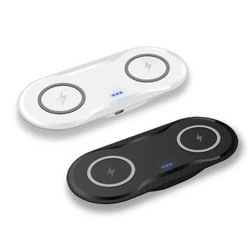

10W Double Qi Wireless Charger Pad for iPhne 11 XS XR X 8 AirPods Pro 10W Dual Charging Dock Station For Samung S10 S20