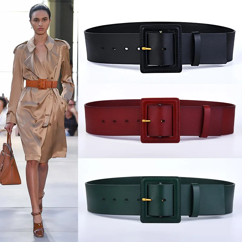 

Fashion all-match cowhide dress wide belt Women's decorative coat long sweater leather wide belt waist seal