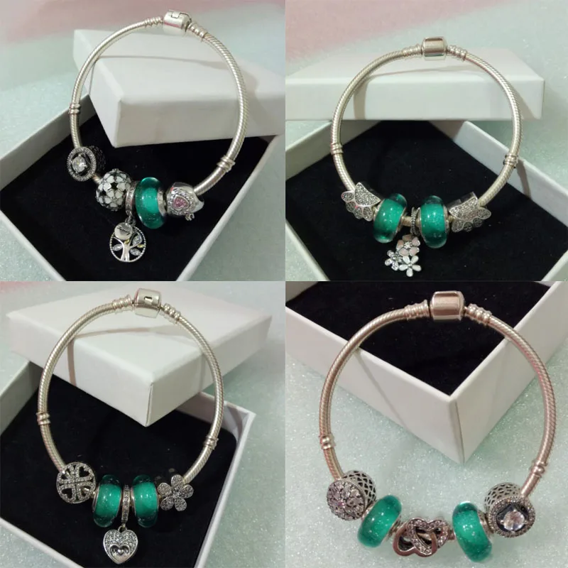 

Authentic 925 Sterling Silver Signature Heart Clasp Bangle Fit Bead Charm Europe Original Bracelets Women Jewelry Gift