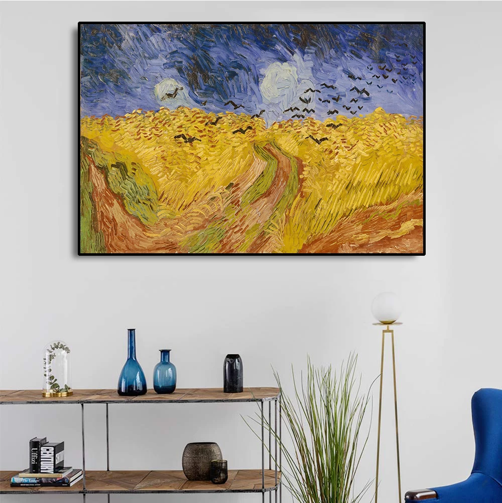 

Wheatfield With Crows 1890,By Vincent Van Gogh Painting,Last Work Classic Art Canvas Print Art Home Decor Posters and Prints