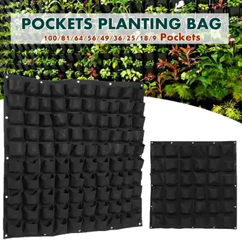 

9/18/25/36/56/81/100 Pockets Wall Hanging Planting Bags Green Plant Grow Planter Vertical Garden Living Bag Garden Supplies Bags