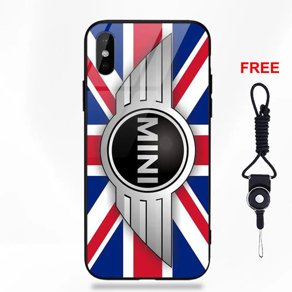 Omdnwd Mini Cooper Jcw Logo Soft TPU Frame+Tempered Glass Mobile Case For Apple iPhone X XS Max XR 5 5C 5S SE 6 6S 7 8 Plus