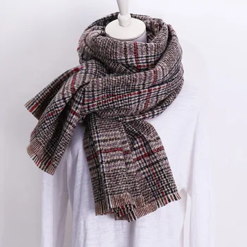 

Top Brand Elegant Cashmere Women Scarf Winter Thick Warm Plaid Pashmina Shawls Woman Men's Large Bandana Blanket 205cm
