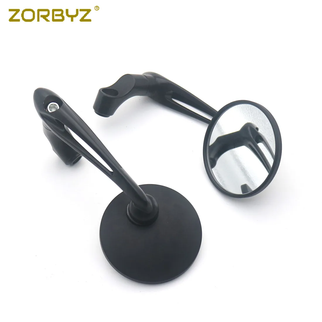 ZORBYZ черные/хром l-бар круглые боковые зеркала заднего вида для Honda Kawasaki Suzuki Cruiser уличный велосипед