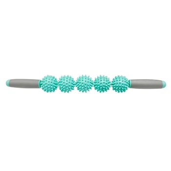 

2 Pieces Muscle Roller Massage Stick,Muscle Roller Yoga Relaxing Massage Stick Fascia Cellulite Spiky Five Ball Relax