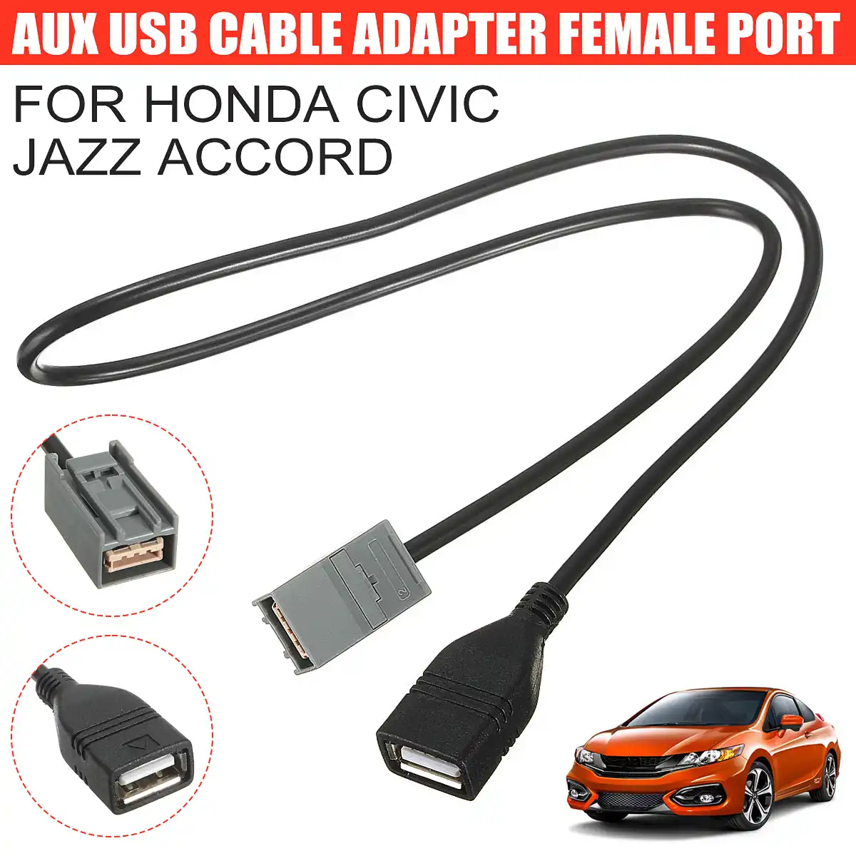 Aux Usb Cable Adapter Female Port Extension Wire For Honda Civic Jazz Cr V Accord Stereo Mp3 2008 2009 2010 2011 2012 2013 Aux Usb Music Interfaceaux Usb Cable Aliexpress