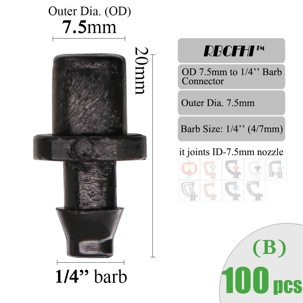 Connectors Micro Nozzles Sprinklers Irrigation Watering Coupling Adapter Stakes for Garden ID/OD-6.0/7.5mm