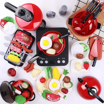 

Classic Children Kitchen Toy China Cookware Hot Pot Kids Pretend Cook Play Toy Simulation Kitchen Utensils Toys Kids Girls Red
