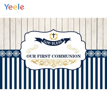 

Yeele Blue Stripe First Communion Wooden Board Portrait Photography Backgrounds Customized Photographic Backdrops Photo Studio