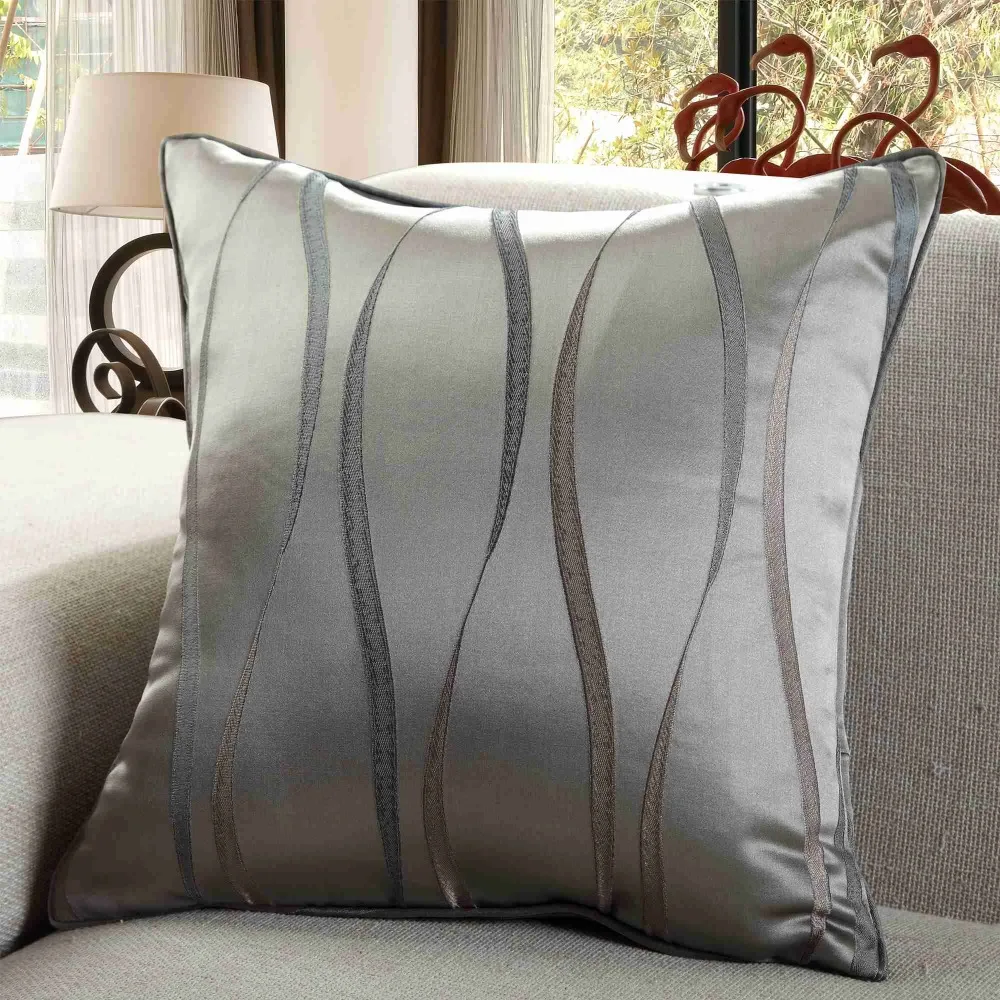 

2019 Embroidered Striped Automatic Piping Cushion Polyester Home Decor Bedroom Decorative Sofa Car Throw Pillows