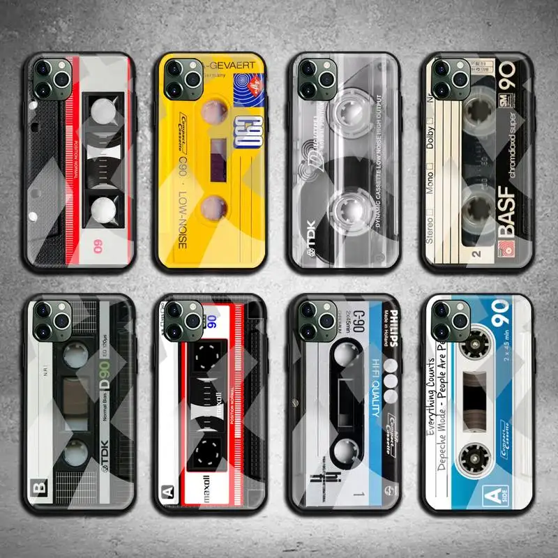 

Hot Classical Old Cassette tape Phone Case Tempered Glass For iPhone 11 Pro XR XS MAX 8 X 7 6S 6 Plus SE 2020 case