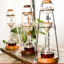 500 мл Капли Кофеварка деревянная+ нержавеющая сталь+ высокое боросиликатное стекло 2-4 чашки экстракт льда кофе 11x47x18 см