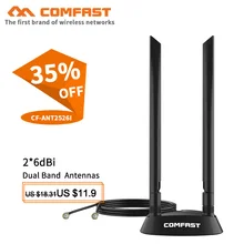 Antenne omnidirectionnelle SMA 360 degrés puissante 2 antenne double bande 2.4 + 5 Ghz 6dBi à Gain élevé avec antenne de base d'extension 1.2M