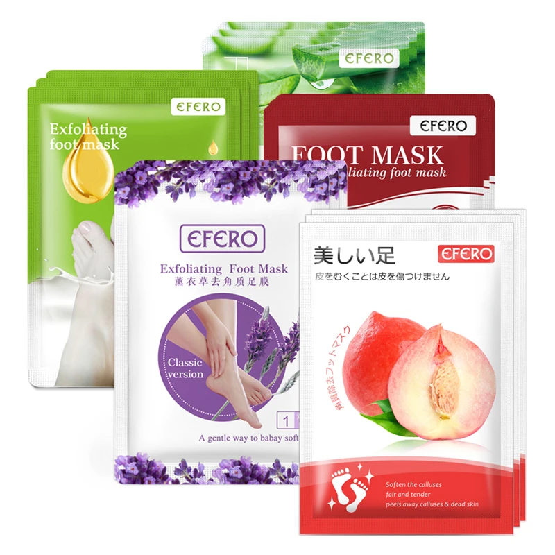

5Pack Exfoliation for Feet Mask Remove Dead Skin Heels Foot Peeling Mask for Legs Socks for Pedicure Socks Exfoliating Foot Mask