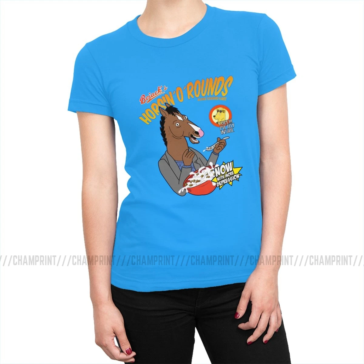 Женские футболки Bojack's cereal, Забавные футболки Bojack Horseman с рисунками из мультфильмов, модные хлопковые футболки, топ, базовая Женская одежда с графическим принтом - Цвет: Мятный