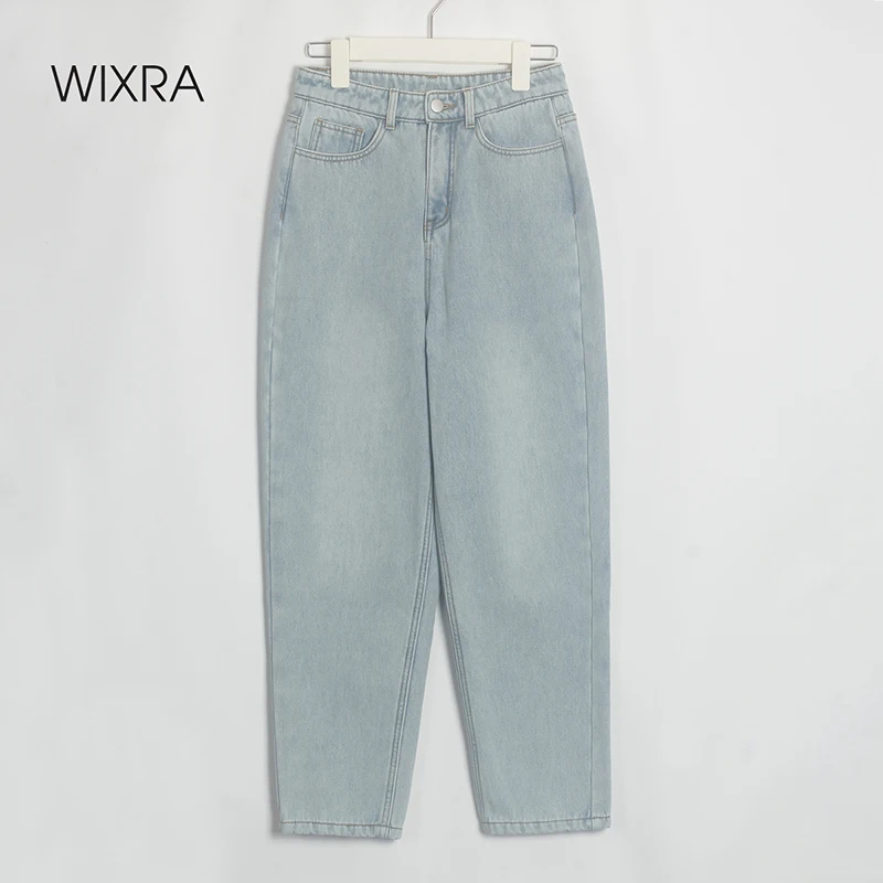 Wixra Stylish Jeans Pants Female High Waist Jeans With Fur BF Casual Button Denim Pants Womens Streetwear Autumn Winter Wixra Stylish Jeans Pants Female High Waist Jeans With Fur BF Casual Button Denim Pants Womens Streetwear Autumn Winter