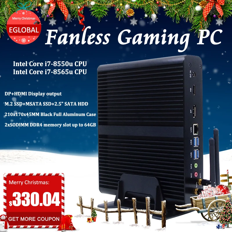  EGLOBAL Intelligence PC Barebone Computer Multi-function Design Intel Core i7-7500U 8550U 32GB DDR4