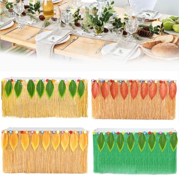 

Hawaiian Straw Color Leaf Skirt 9ft Table Round Party Decoration Reusable