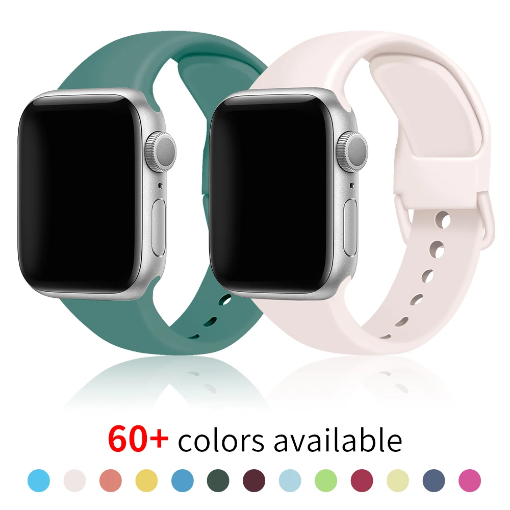 

Soft Silicone Bands for Apple Watch 6 Band 6 SE 5 4 3 2 1 38MM 42MM Rubber Watchband Strap for iWatch Series 4/5 40MM 44MM
