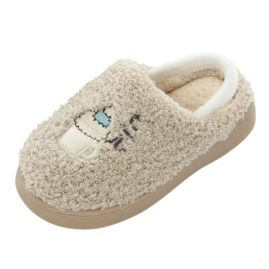 Детские домашние тапочки; теплые домашние тапочки с героями мультфильмов для малышей; сезон осень-зима; очень теплая обувь для мальчиков и девочек; цвет розовый, серый