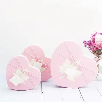 

3pcs Love Heart Shaped Gift Box Handmade Gift Packing Box Valentine'S Day Birthday Pink Paper Rose Gift Box Wedding Party A35