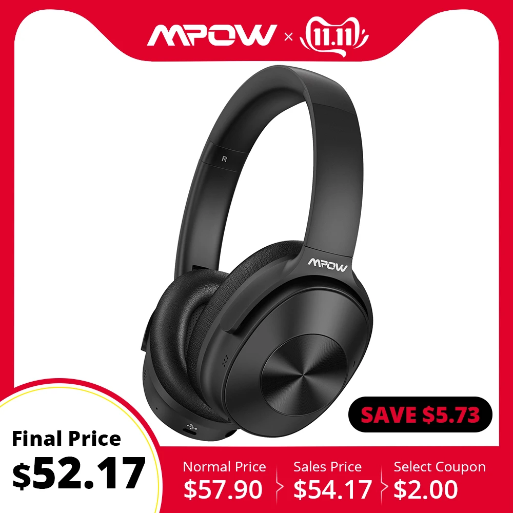 Billig Mpow H12 Bluetooth ANC Kopfhörer Aktive Noise Cancelling Wireless Kopfhörer Wired Headset Mit HiFi Sound Tiefe Bass 30H Spielzeit