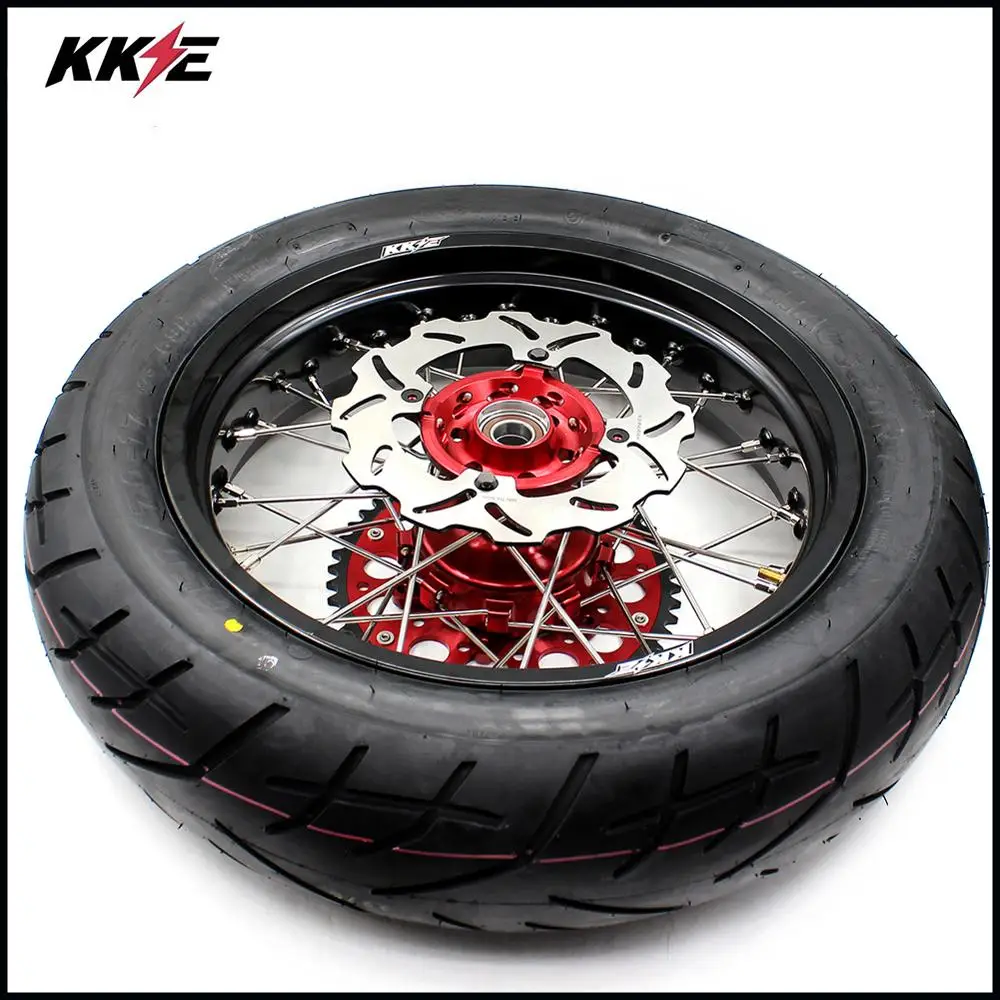 KKE 3 5/4 25 Cush Drive Supermoto набор колес CST шины для Honda CRF250R 2004 2013 CRF450R 2002 2012 44T красная