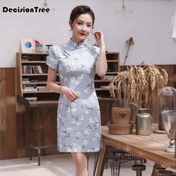 

2020 Chinese Dress chinese women traditional dress silk satin cheongsam qipao flower wedding dress vintage qipao party dress