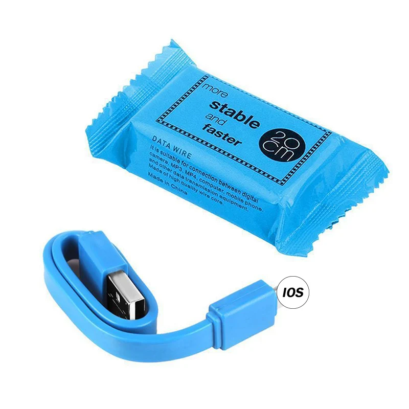 Забавные конфеты пакет кабели 20 см Тип C Micro USB быстрая зарядка данных Usb C чехол для проводов кабель короткий кабель для iphone samsung - Цвет: Blue