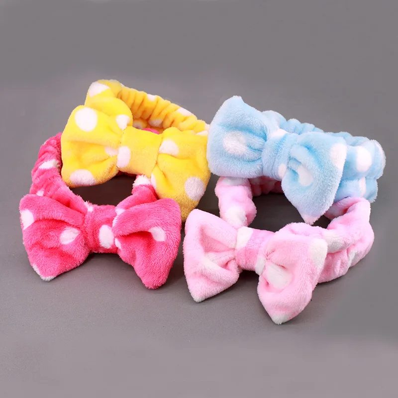 Leopard Makeup Wash Face Headbands for Women Coral Fleece Bow Dot Hairband Turban Knot Elastic Headwrap Girls Hair Accessories large hair clip