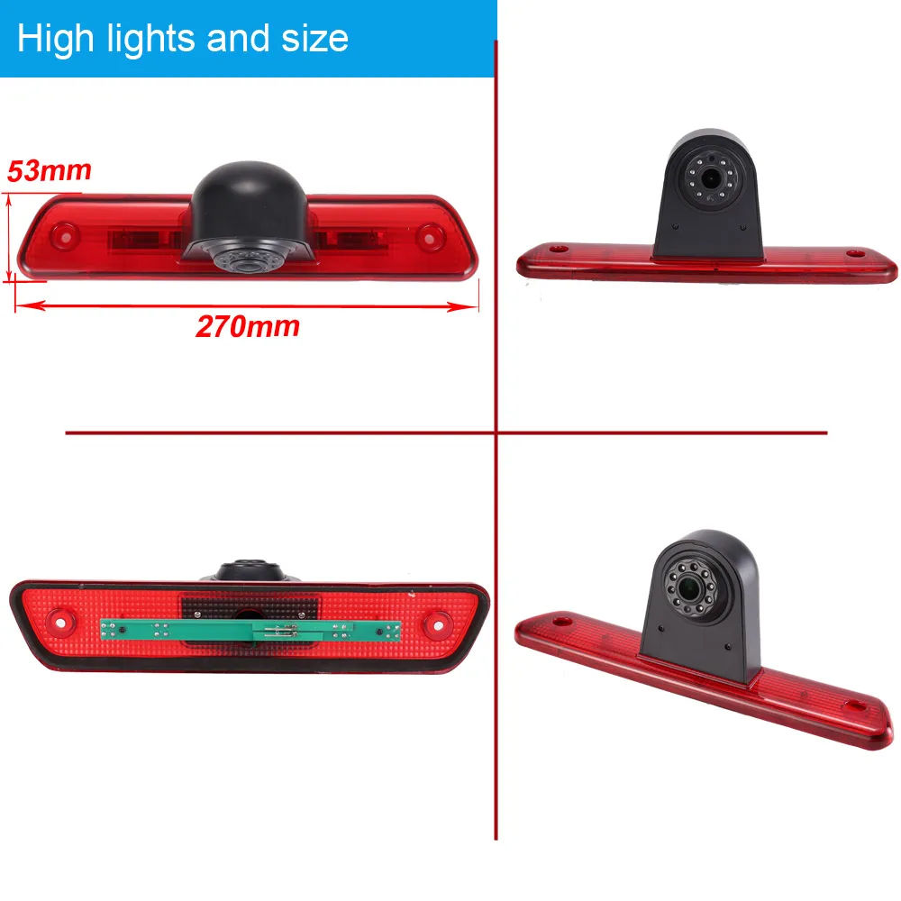 for toyota proace Citroen jumpy peugeot exoert van 2007- 18mm HD lens brake light lamp car reverse parking rear view camera