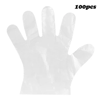 

100pcs Food Cleaning Plastic Disposable Clear Gloves for Restaurant Kitchen BBQ PE Gloves Kitchen Garden Accessories