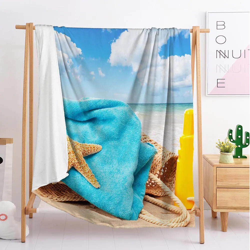 

beautiful beach blue export Custom blankets Large and small size throw blanket tapestry sleeping blanket soft flannel bedd