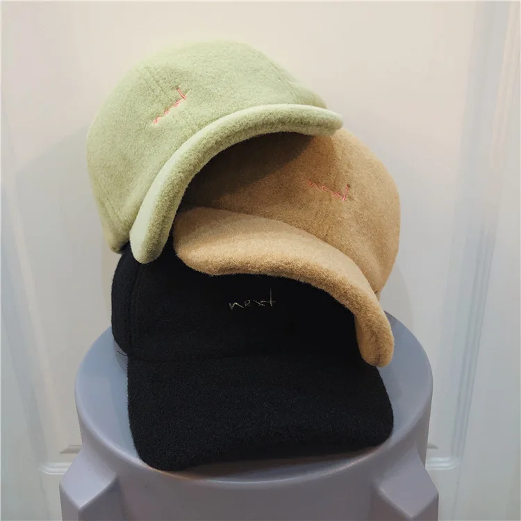 

Hong Kong Style Lettered Embroidered Plush Velvet Baseball Cap Children Autumn And Winter Days Korean-style Versatile Casual Str