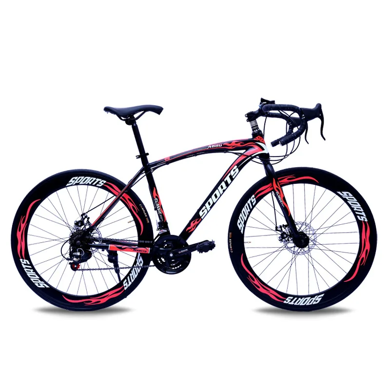 Road Bike Double Disc Brake With 24 Speed Bend 700C City Racing Student Scooter Light Cross Country Bike Travel