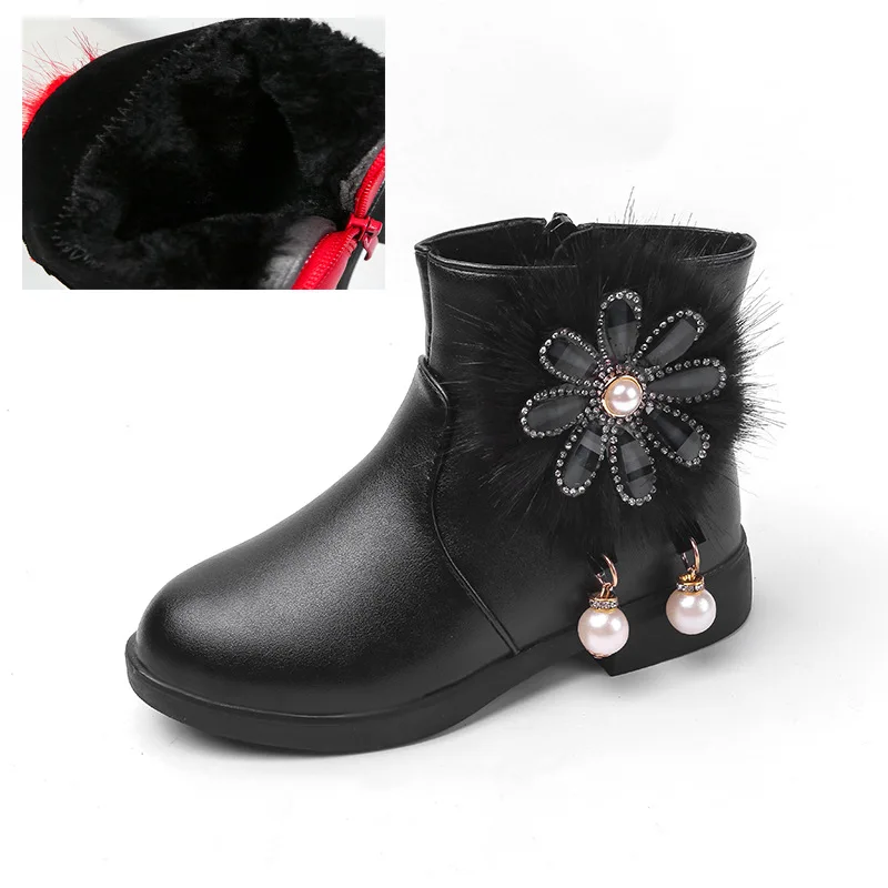 Black plus velvet Детская обувь; ботинки для девочек; Новинка года; сезон осень-зима; короткие ботинки; Студенческая обувь; теплые детские Ботинки martin для маленьких девочек - Цвет: Black plus velvet