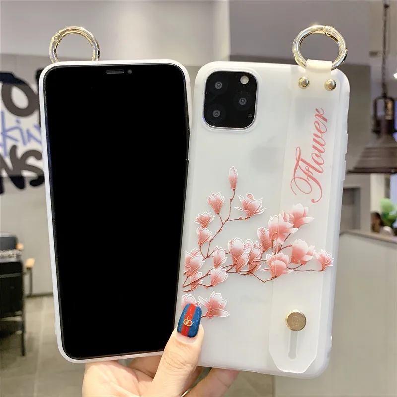 Чехол для iPhone 11 Pro Max мягкий ТПУ держатель телефона чехол 8 Plus 6 6s 7 X XR Xsmax с цветочным