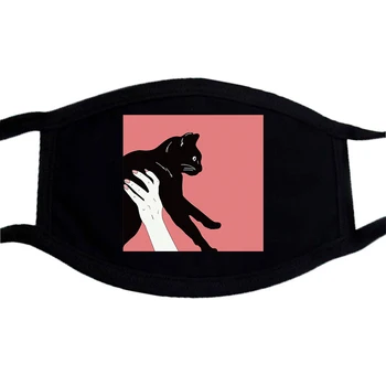 

Animal Black Mask Detective Cat Funny Printing Face Cover Anti-pollution Windproof Washable Respirator Mask Breathing Filter