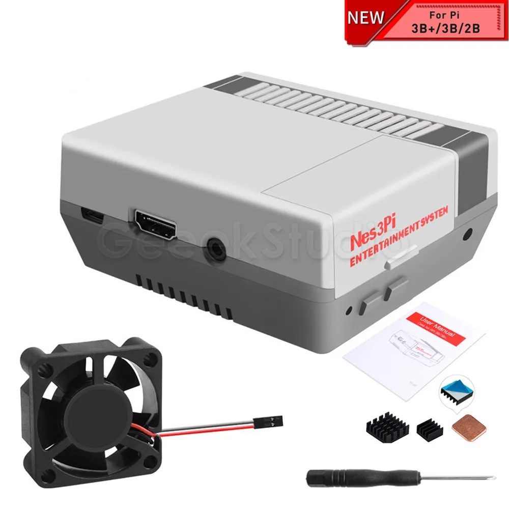 Новинка Набор чехлов Nes3Pi NES Style ABS функциональный охлаждающий вентилятор радиаторы отвертки для Raspberry Pi 3B