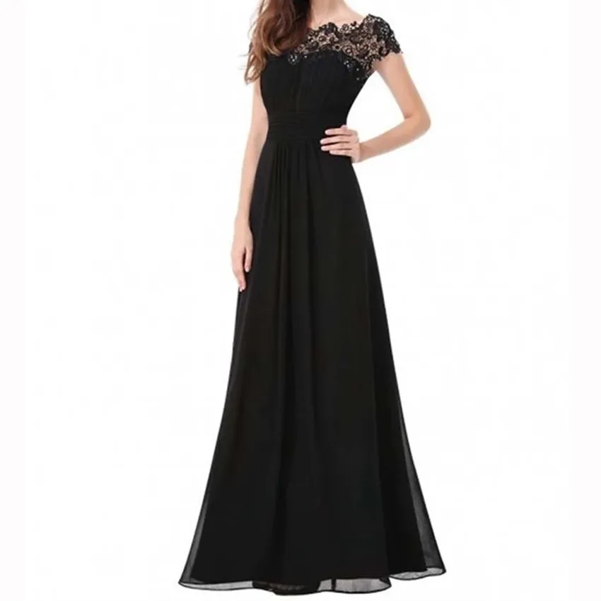 Elegant Lace Bridesmaids Dress Sexy Chiffon Long O-Neck Party Vestido de Fiesta Robe A-line Maxi Lady YSM-5537 | Свадьбы и торжества