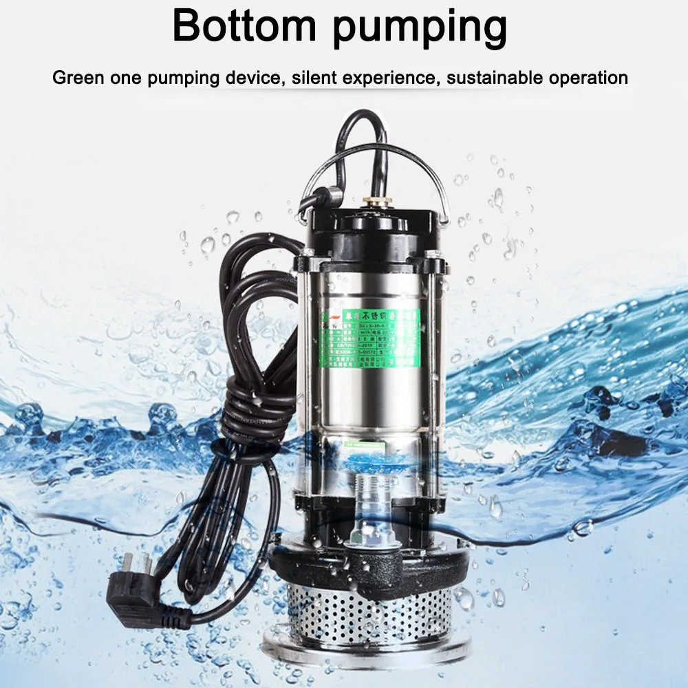 

1 inch Submersible Clear Water Sewage Pump 370W 220V Non-blocking Anti-Rust Jet Pump Bore Sewage Garden Well Tank Cleaning Tool