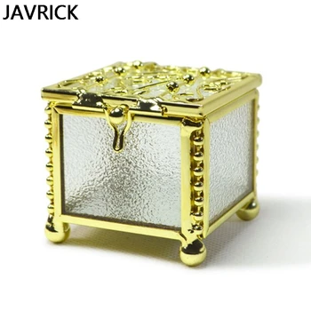 

Geometrical Clear Glass Gold Jewelry Box Jewelry Organize Holder Jewelry Storage