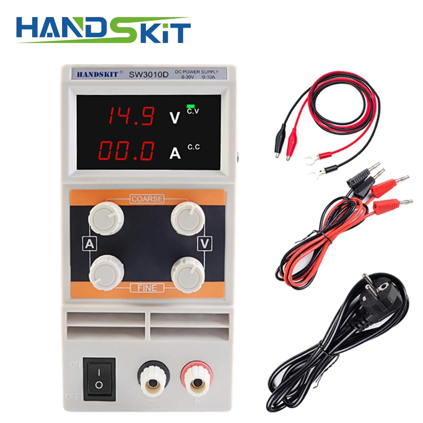 HANDSKIT 30 в 10 А мини Регулируемый цифровой лабораторный импульсный источник питания