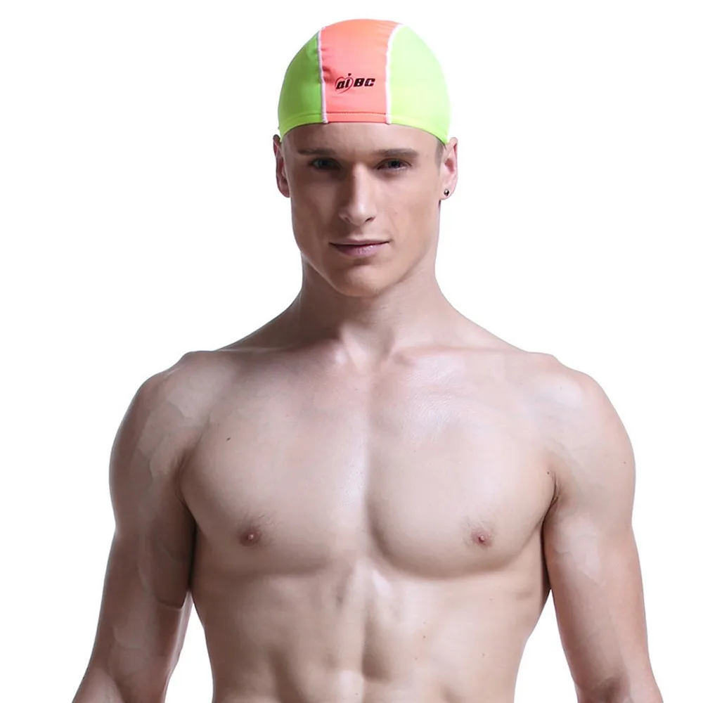 Мужская водонепроницаемая шапка для плавания Премиум-класса, не скользящая шапочка для плавания, размер s, шапка для защиты ушей, Лоскутные Шапки для плавания в бассейне, свободный размер, спортивные - Цвет: B