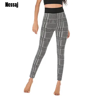 

Nessaj New High Waist Leggings Women Workout High Waist Seamless Jeggings Fitness Push Up Leggings Womens Striped Leggings