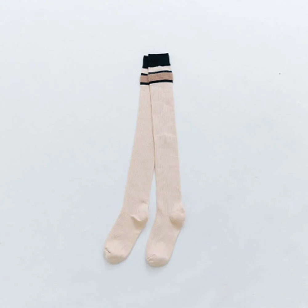 Beige Японские кавайные полосатые гольфы для девочек; корейские Гольфы выше колена; дышащие женские гольфы для школьников - Цвет: Beige